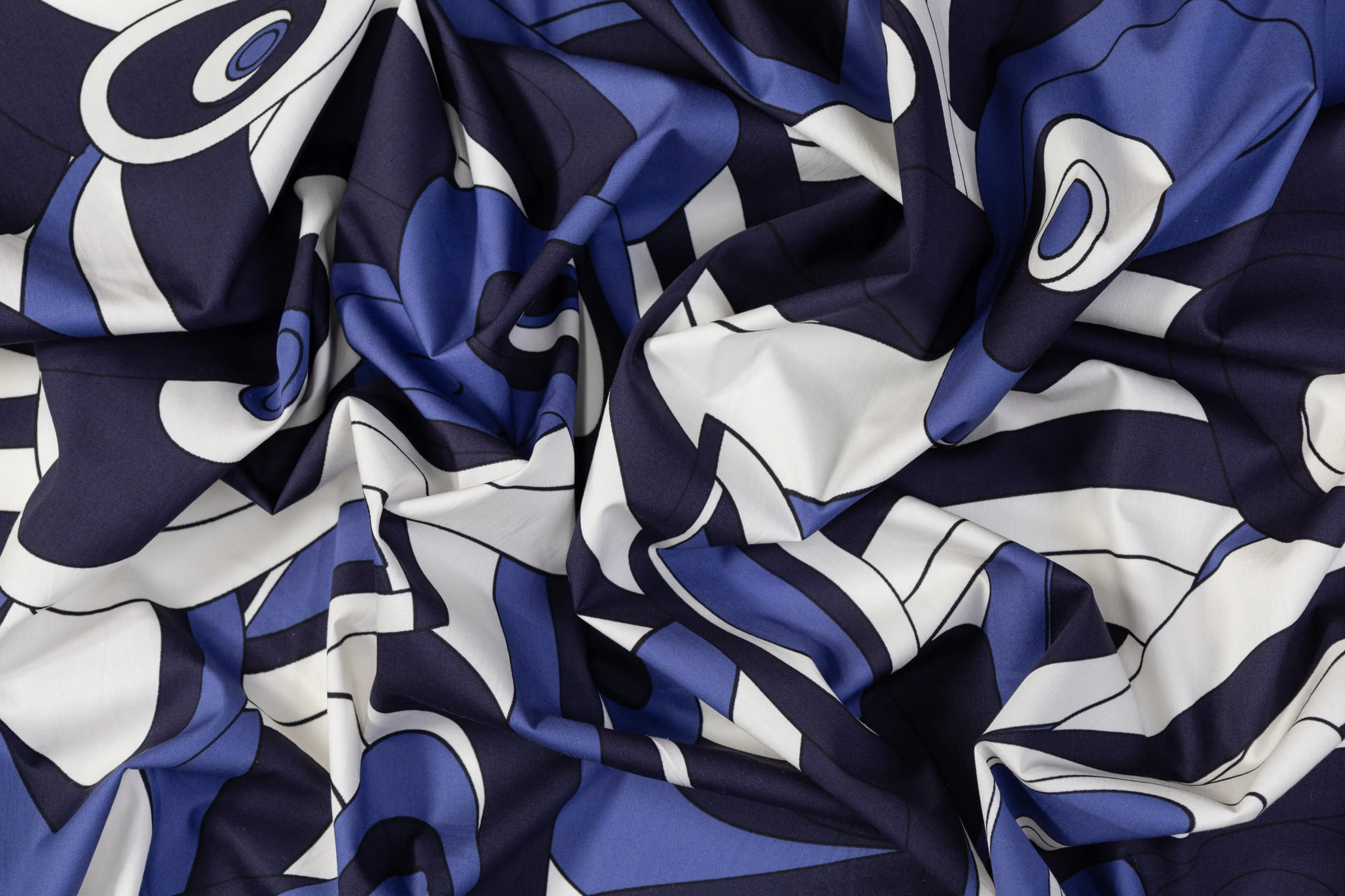 Abstract Italian Cotton - Blue / White