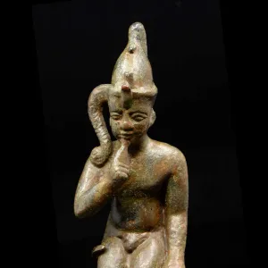 An Egyptian Bronze Figure of Harpokrates, Saite Period, ca. 664 - 552 BCE