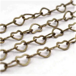 Antique Bronze Heart Cable 3.5x5mm Chain by Foot (3 feet minimum)