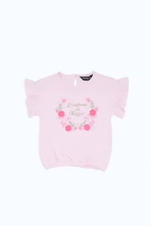 Baby Girls Pink Floral Embroidery T-Shirt