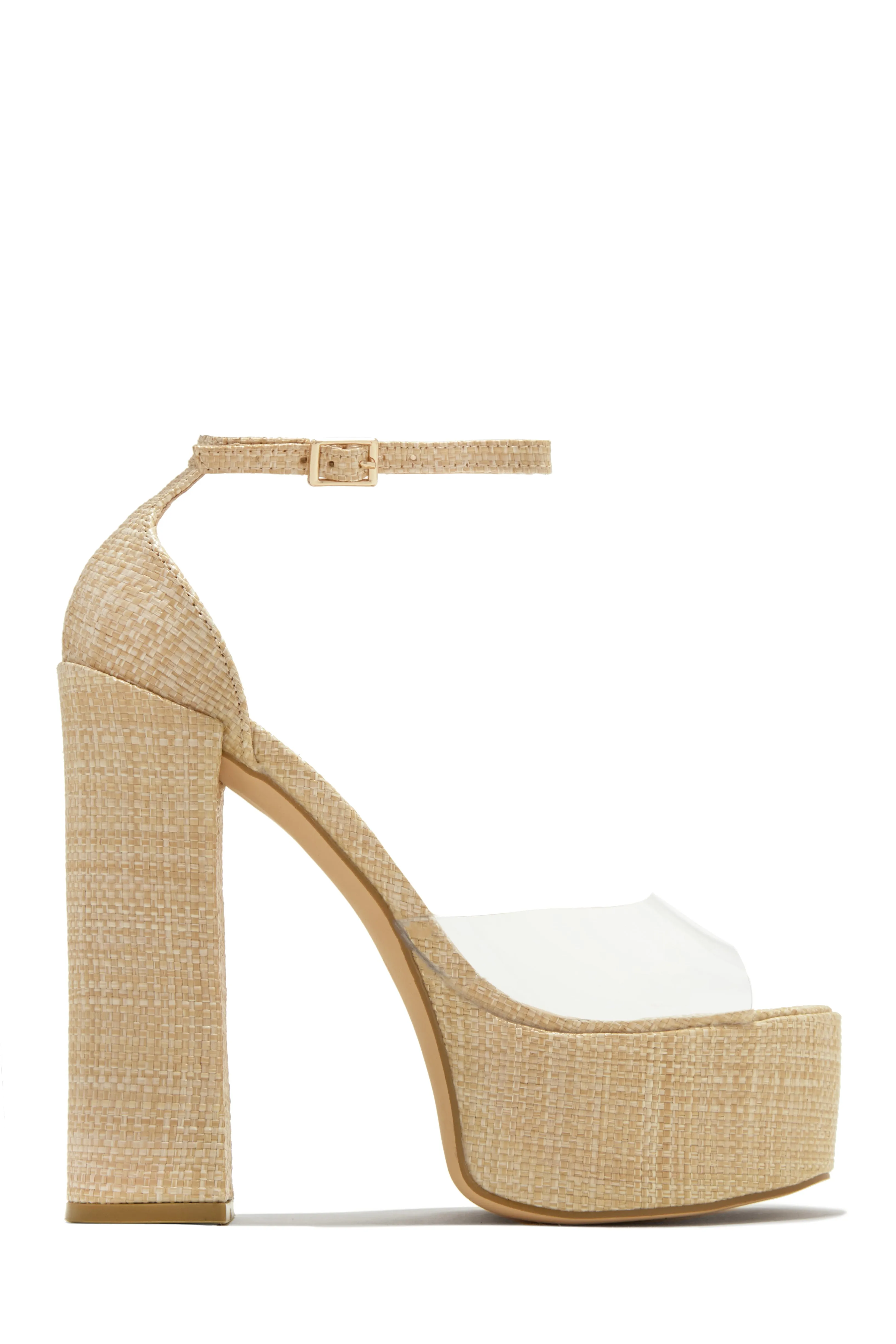 Baecation Platform Block High Heels - Clear