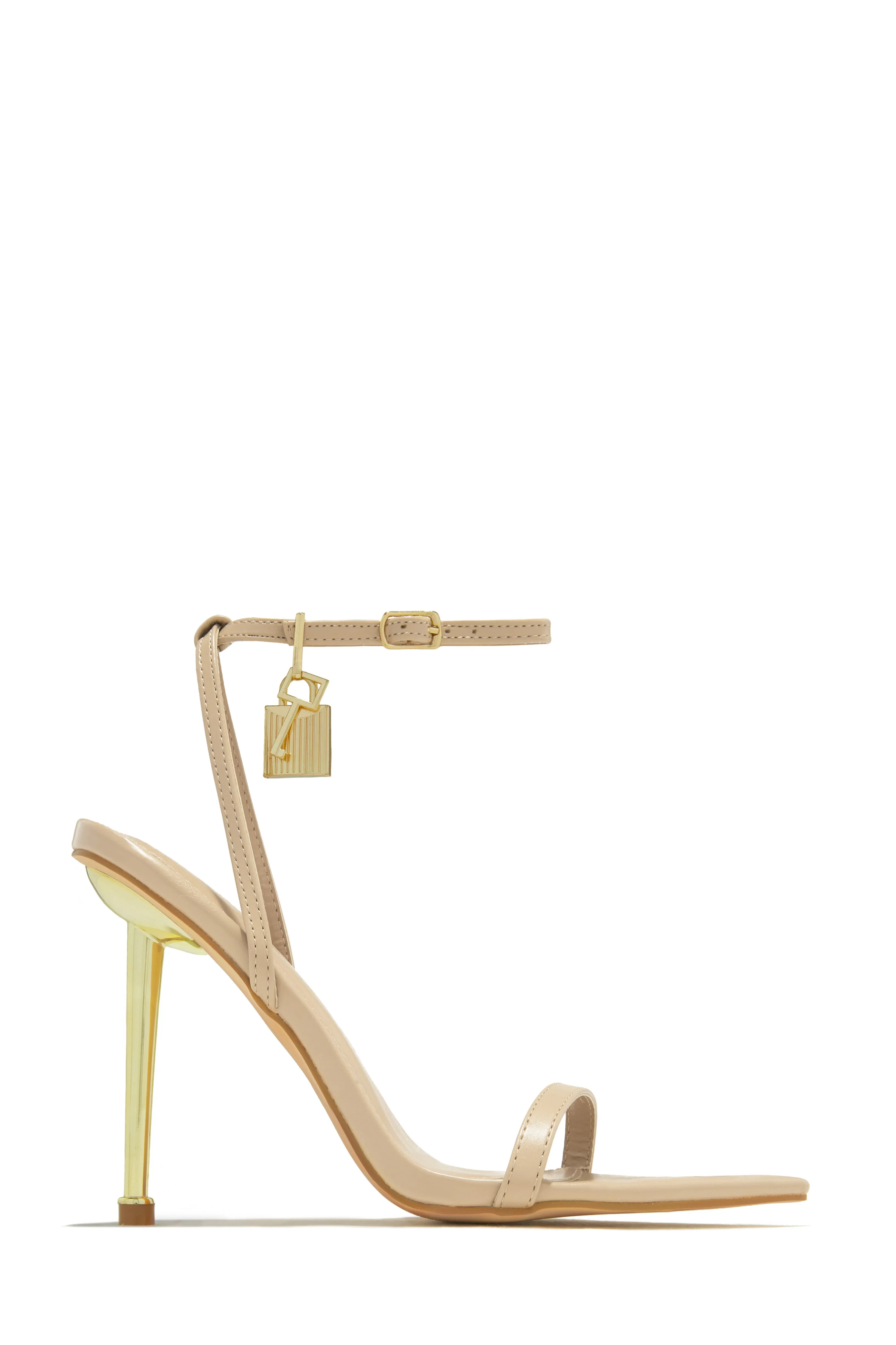 Bella Lock & Key High Heels - Bone