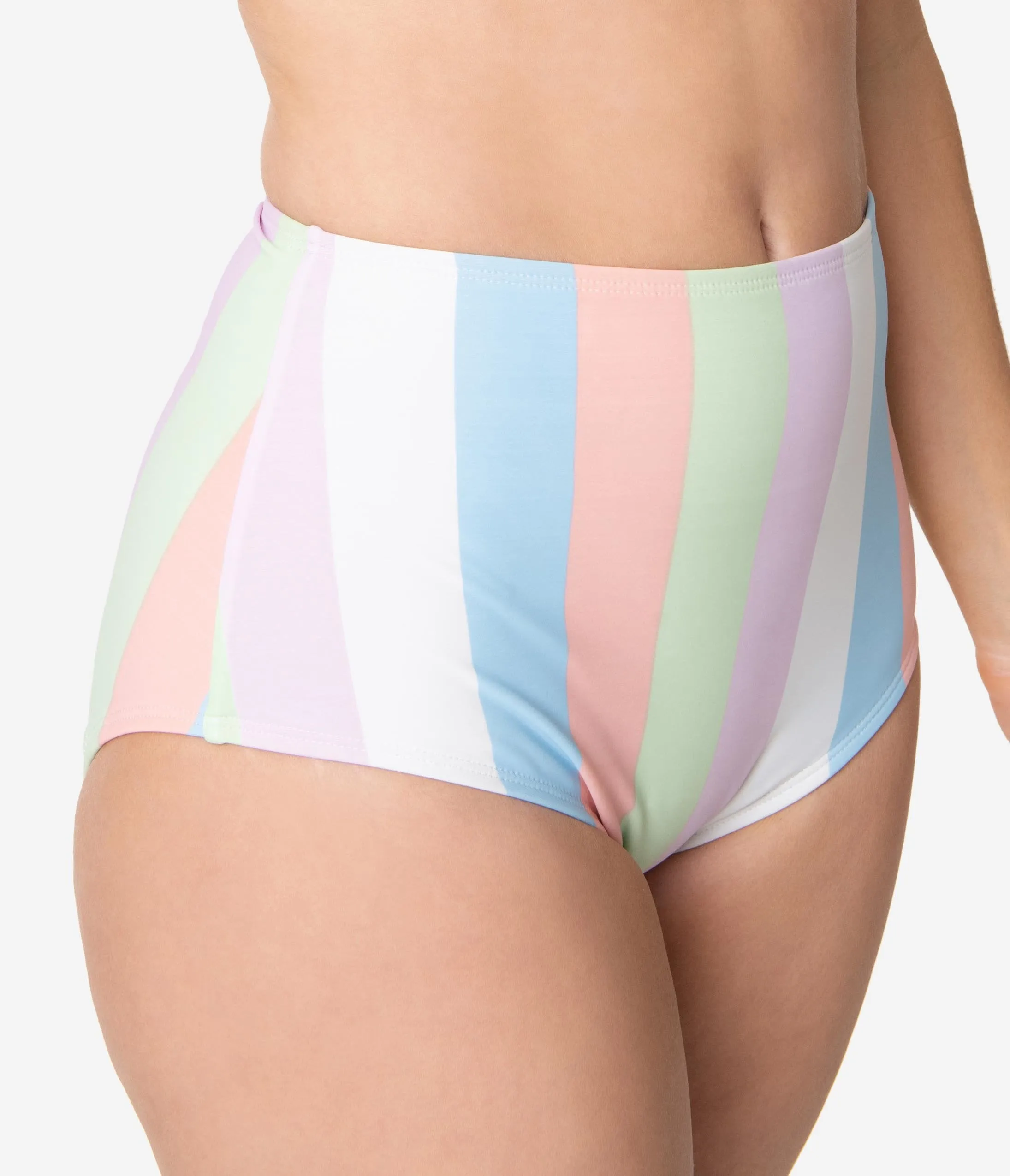 Bettie Page Sorbet Striped High Waist Swim Bottom