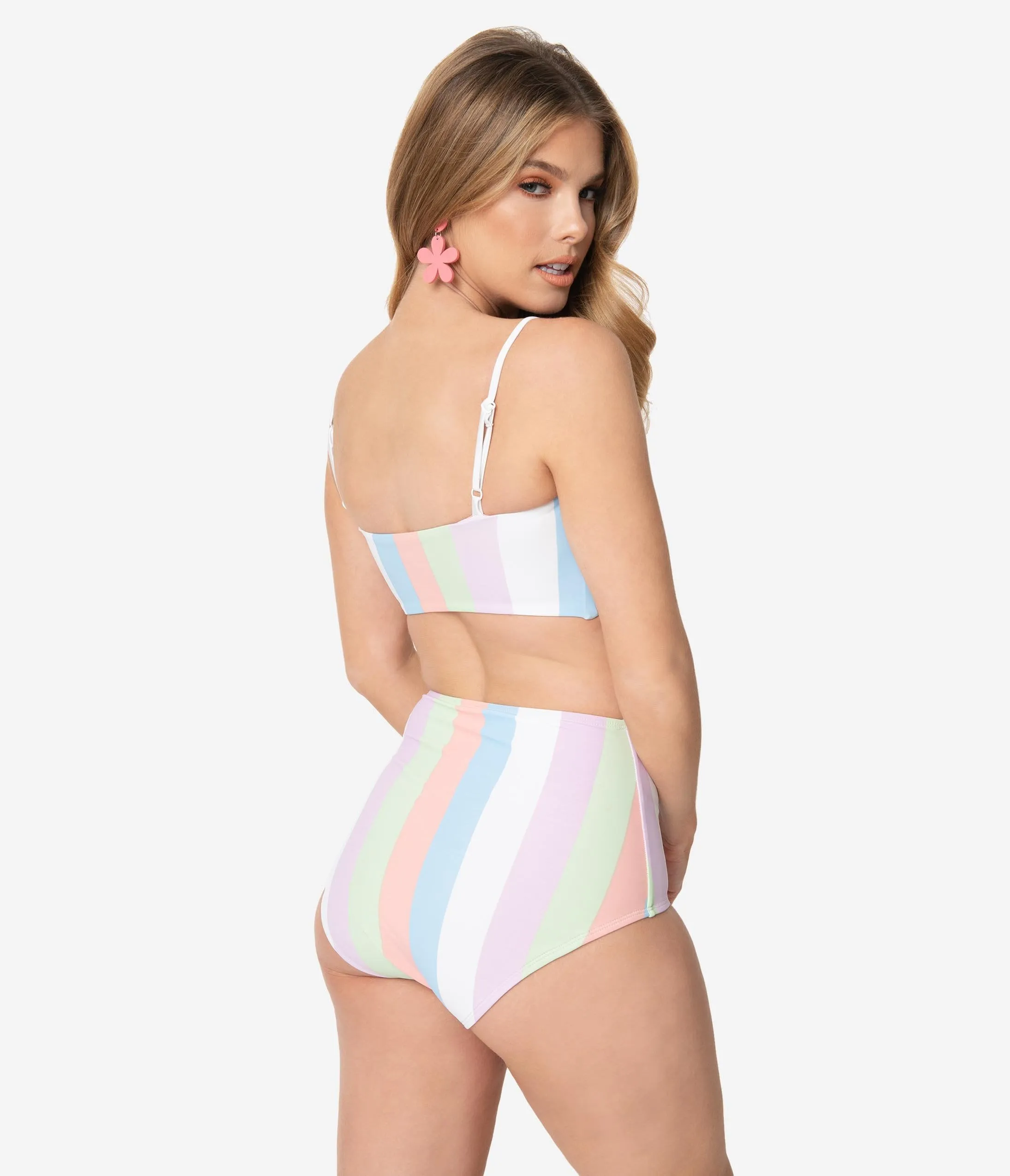 Bettie Page Sorbet Striped High Waist Swim Bottom