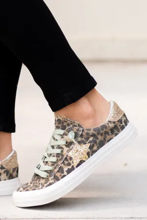 Cosmic Star 2 Leopard Sneakers Tan