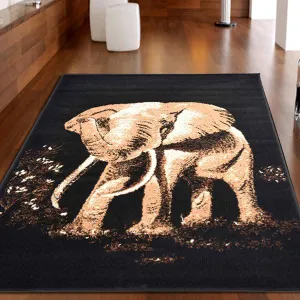 Cream Elephant Print Rug - Texas Animal Kingdom