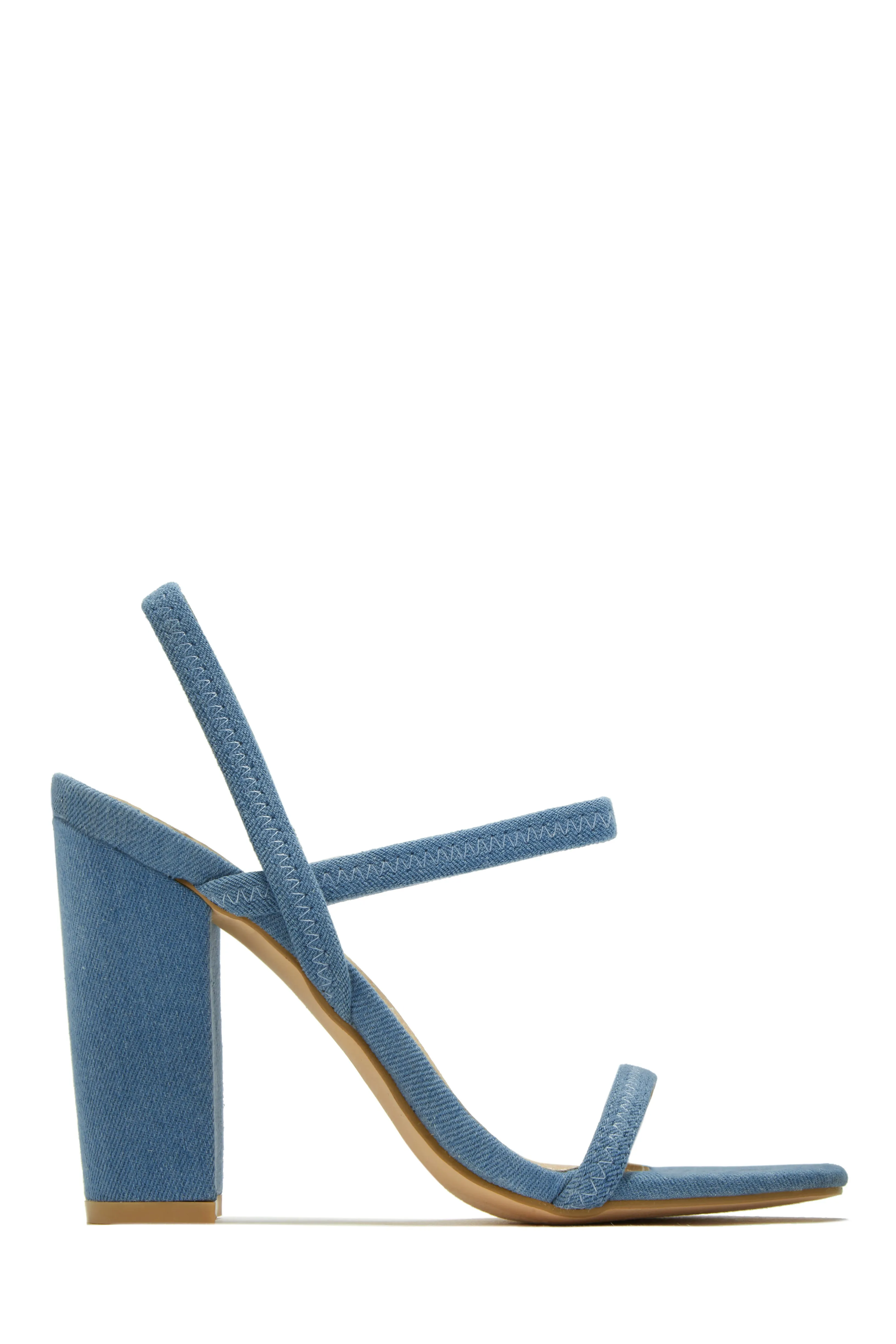 Emerie Slingback Block High Heels - Denim