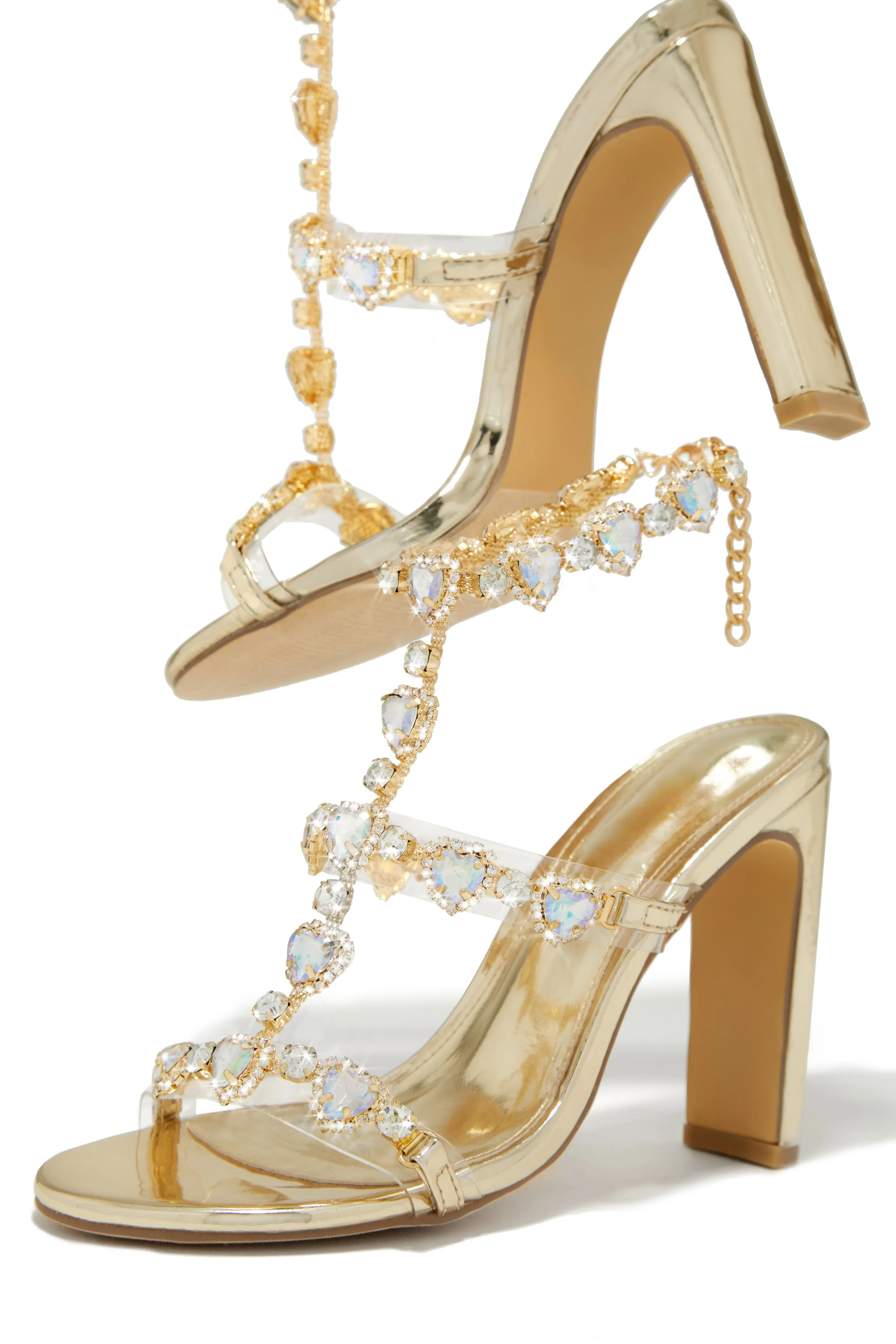 Gold Ezylynn Heart-Embellished High Heels