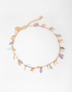 Gold Matte Pastel Leaf Anklet