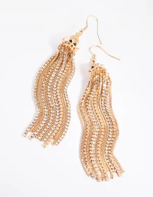 Gold Mixed Tassel Drop Earrings