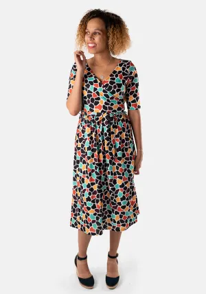 Ingrid Abstract Giraffe Print Midi Dress