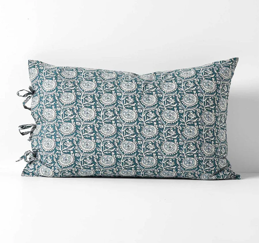 Jaipur Standard Pillowcase Mineral and Indian Teal