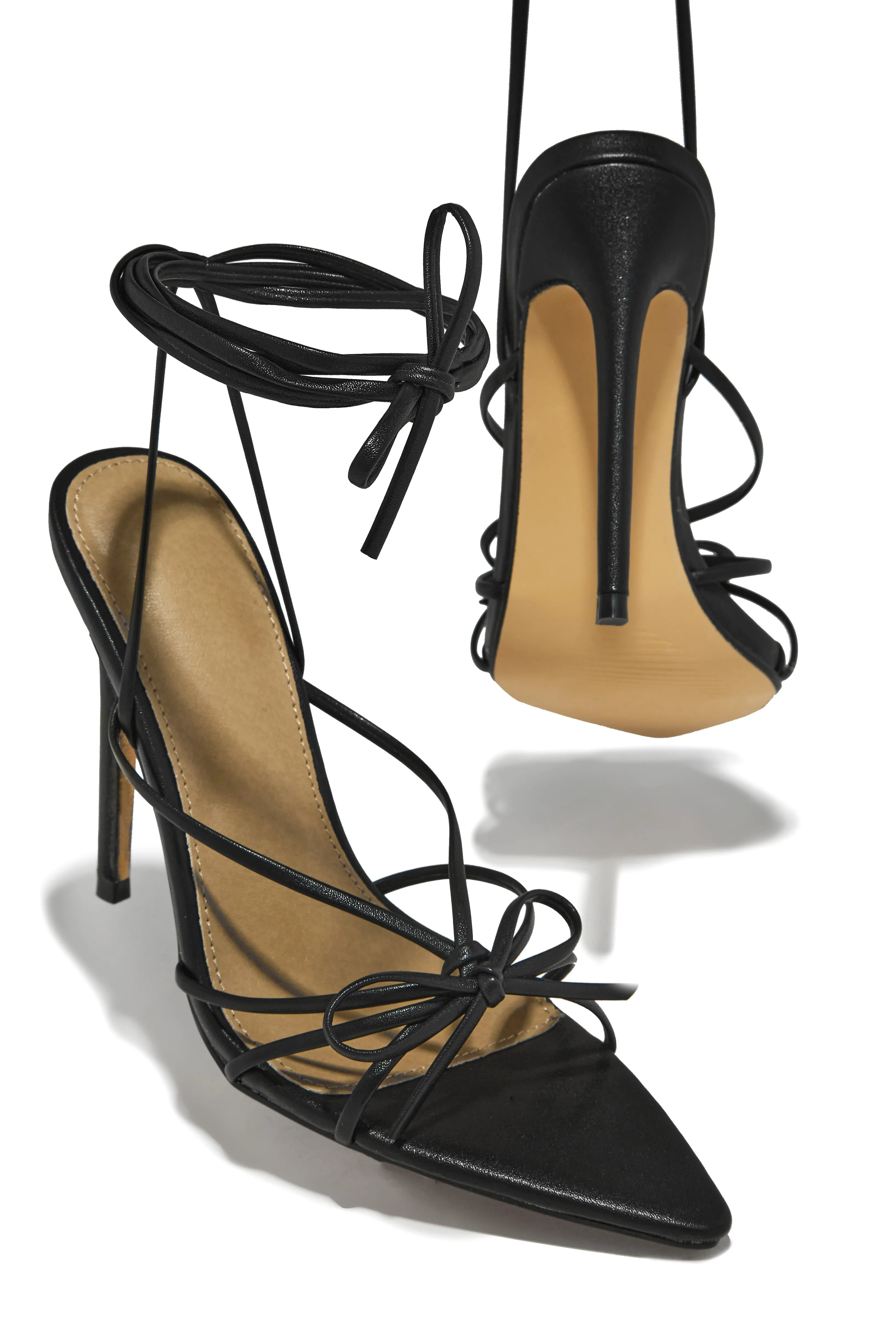 Joelle Lace Up High Heels - Black