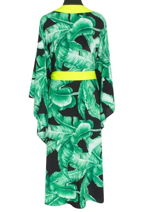 Jungle - Black Palm Kimono (Neon Yellow)