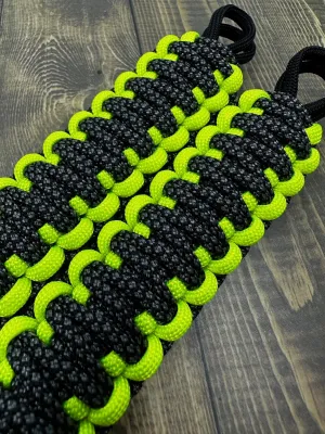 Krawlergrips Charcoal Grey Diamonds Neon Yellow Paracord Grab Handle