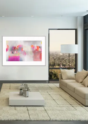 Large wall art giclee print, orange pink geometric abstract painting, large abstract painting print, giclee wall art by Camilo Mattis