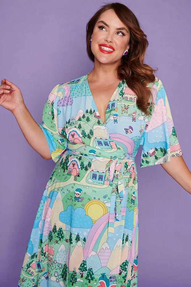 Mandy Christmas Village Wrap Dress