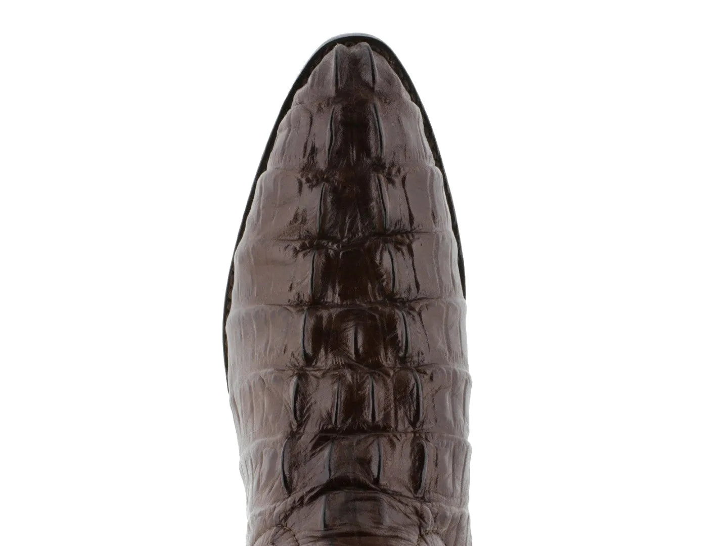 Brown Alligator Tail Print Leather Cowboy Boots - Mens Round Toe