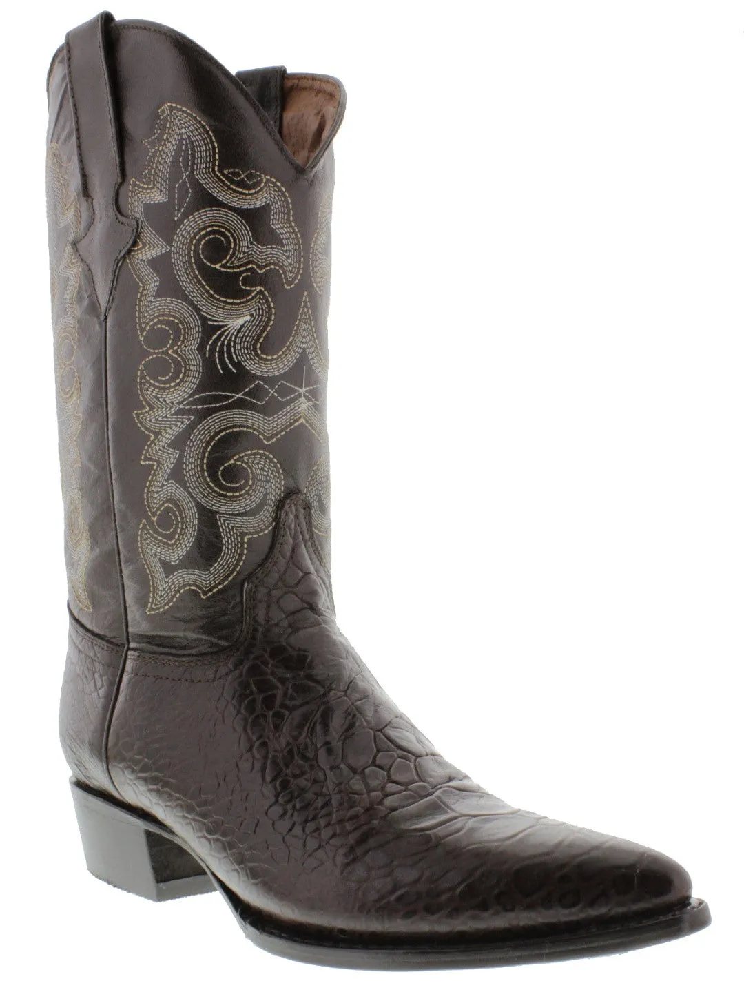 Mens Brown Sea Turtle Belly Print Leather Cowboy Boots J Toe