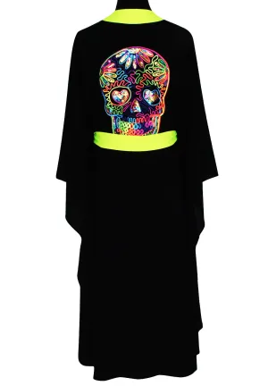 Monochrome - Black Kimono Skull (Neon Yellow)