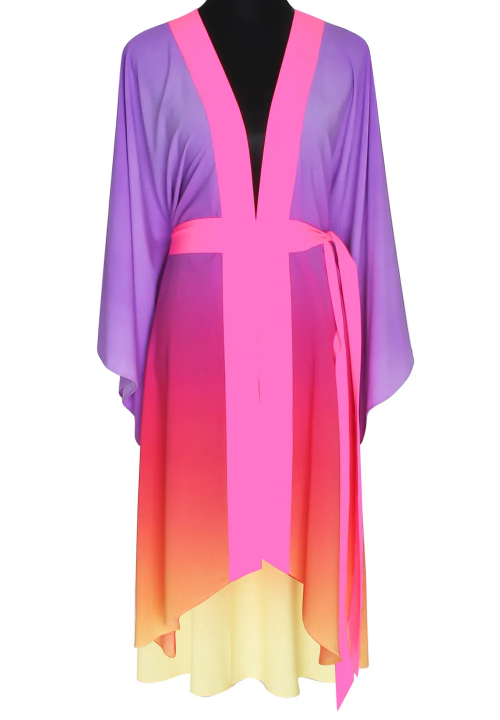 Monochrome Ombre - Love Kimono Hamsa (Neon Pink) - Long