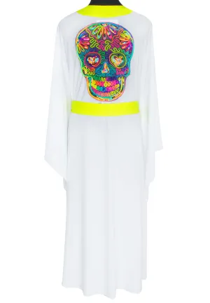 Monochrome - White Kimono Skull (Neon Yellow)