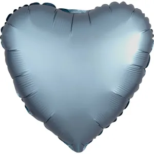 Pastel Blue Satin Heart Foil Balloon 43cm