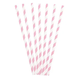 Pastel Pink Stripes Paper Straws 20pk