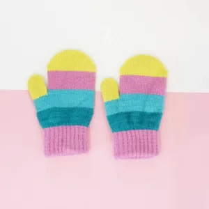 Pastel Striped Mittens