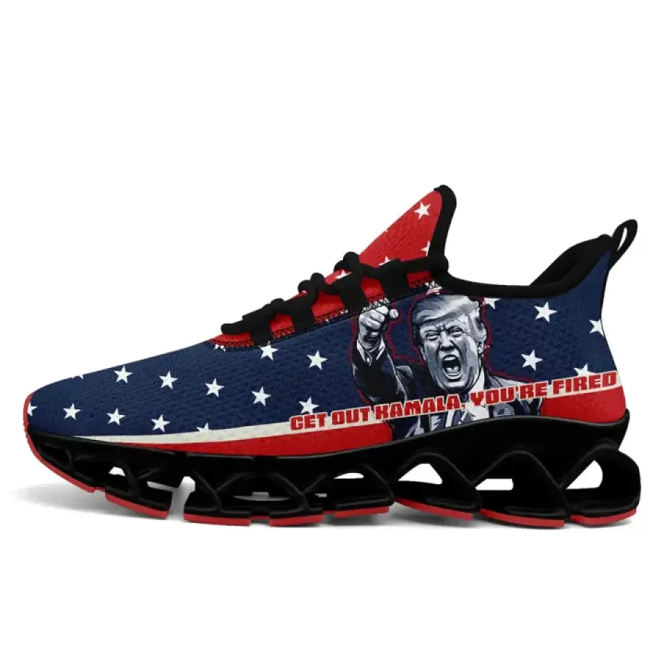 Personalized Trump Theme Sneakers, Custom USA Flag Trump Shoes, Comfortable Cloud Sneakers