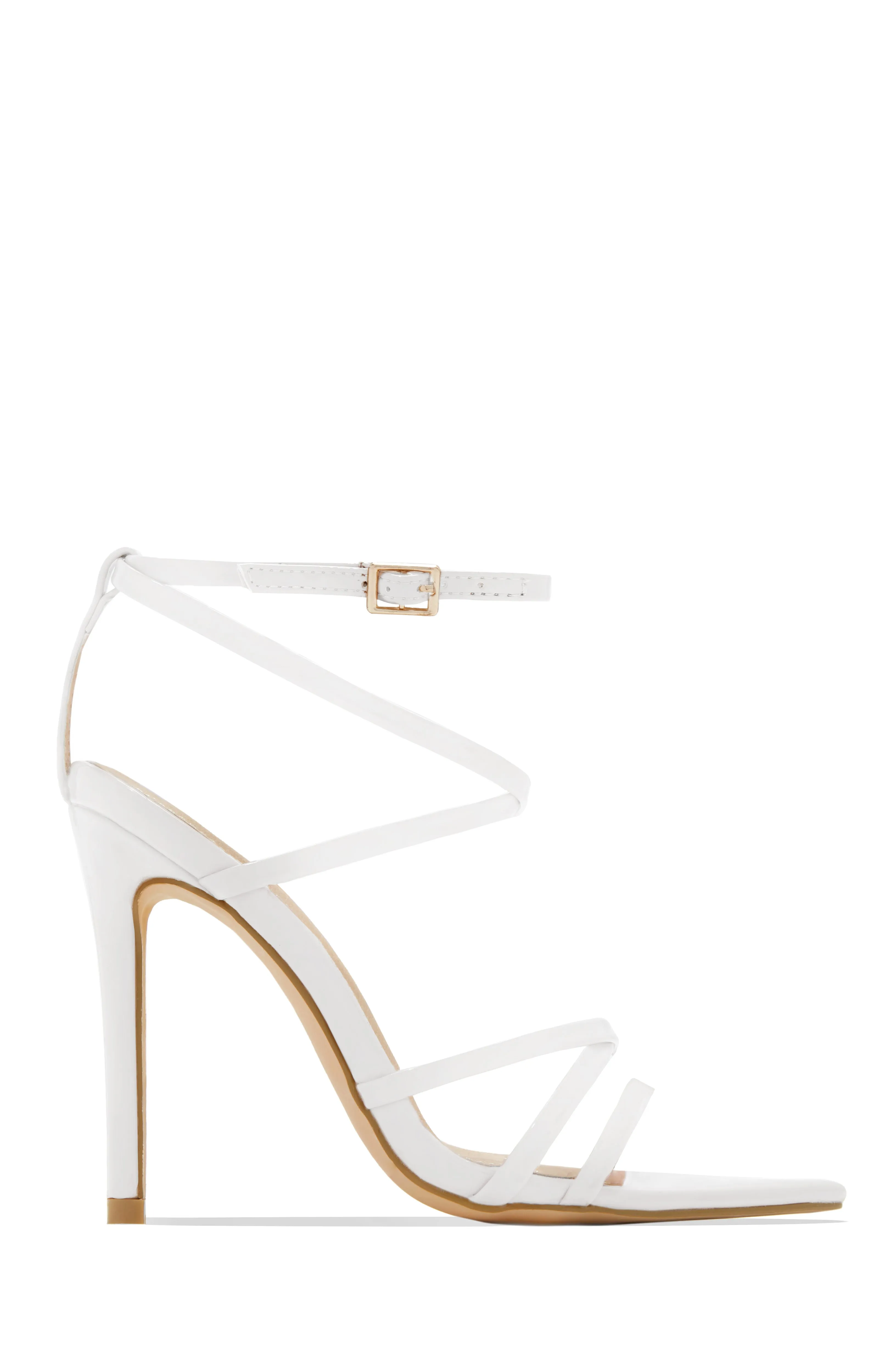 Polished Strappy High Heels - Gold