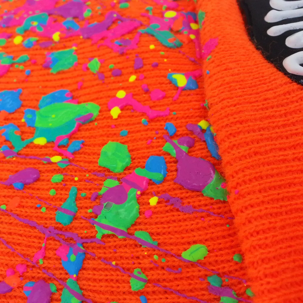 SPLATTERED BEANIE NEON ORANGE - NEON PASTEL MULTI