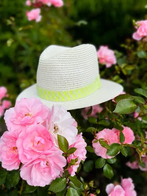 Summer Fedora with Neon Yellow Aztec Band