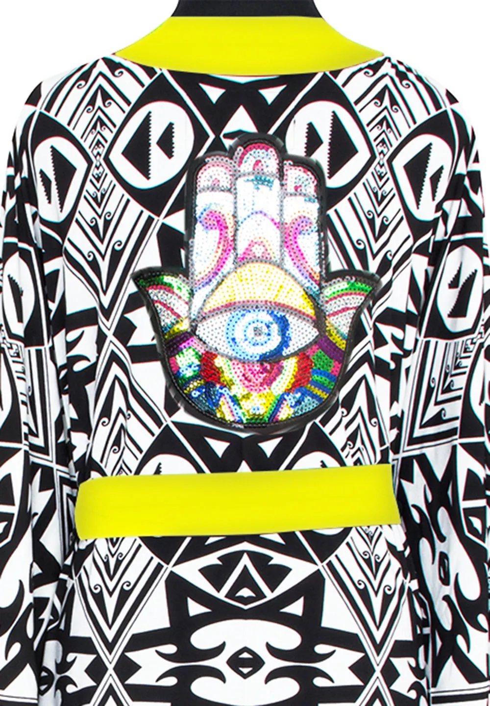 Tulum – Tribal Kimono Hamsa (Neon Yellow)