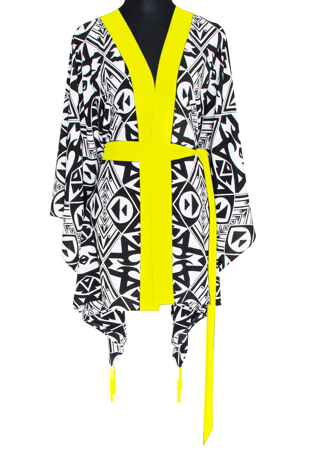 Tulum – Tribal Kimono Hamsa (Neon Yellow)