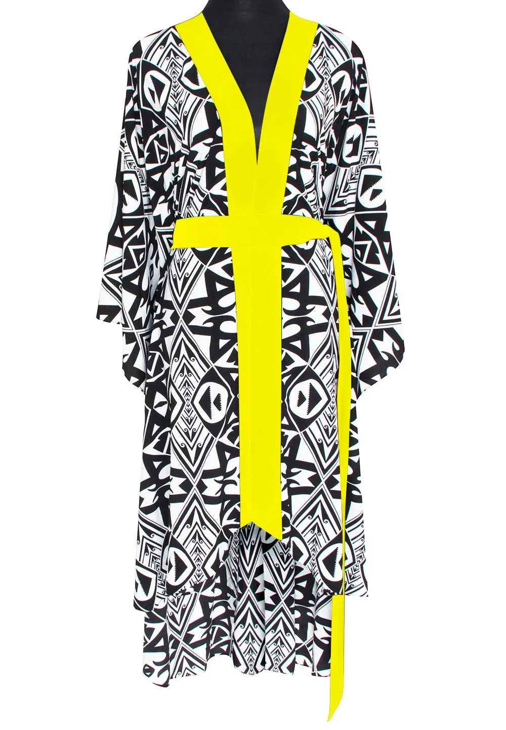 Tulum – Tribal Kimono Hamsa (Neon Yellow)