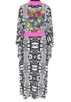 Tulum – Tribal Kimono Skull (Neon Pink)