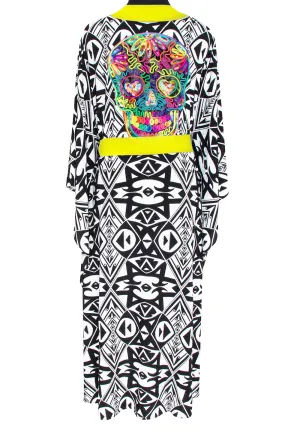 Tulum – Tribal Kimono Skull (Neon Yellow)