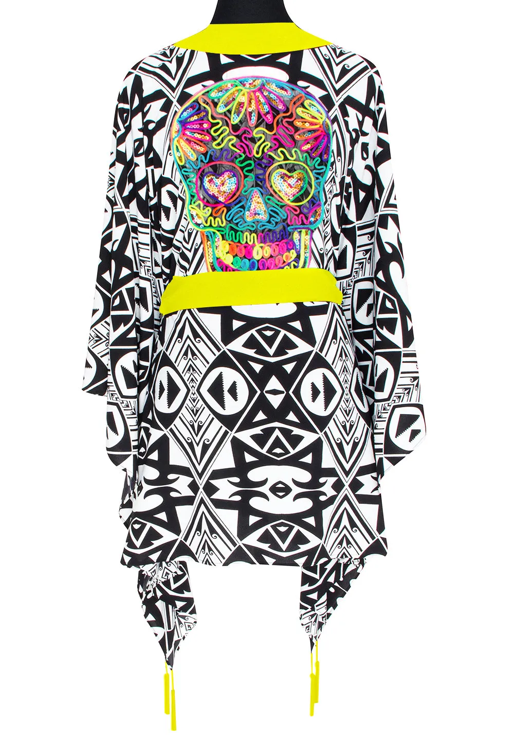 Tulum – Tribal Kimono Skull (Neon Yellow)