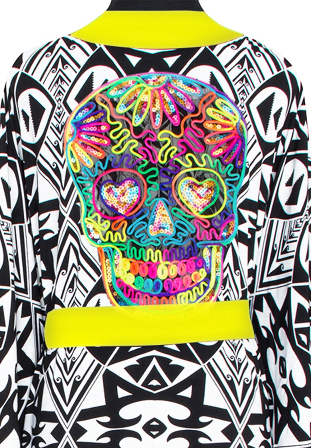 Tulum – Tribal Kimono Skull (Neon Yellow)