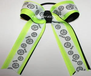 Volleyball Neon Lime Black Ponytail Bow