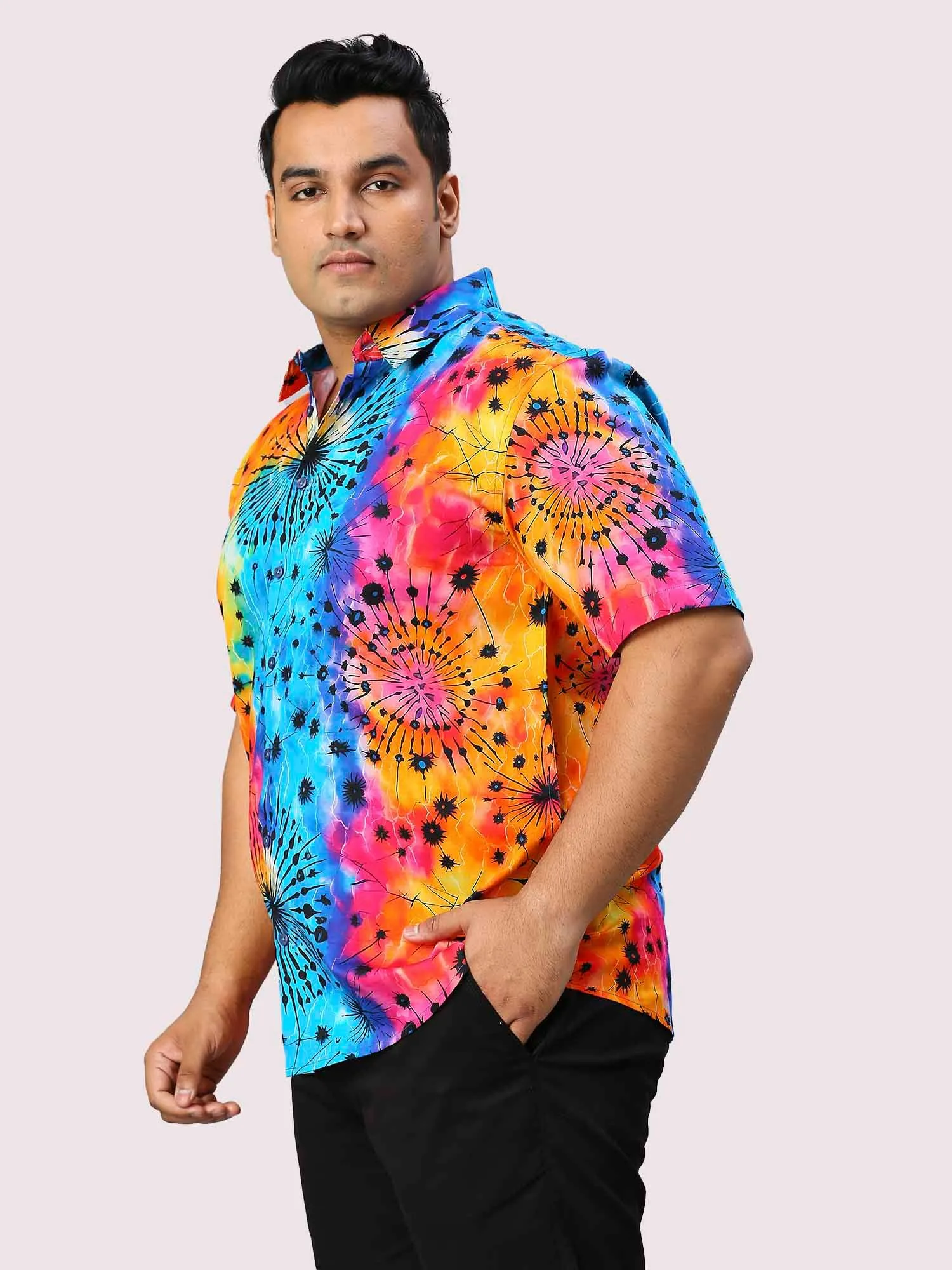 Wonderland Digital Printed Half Sleeve Men's Plus Size Shirt