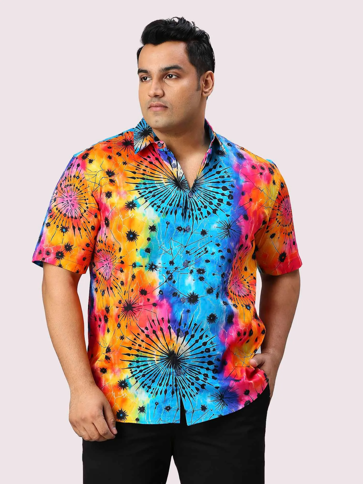 Wonderland Digital Printed Half Sleeve Men's Plus Size Shirt