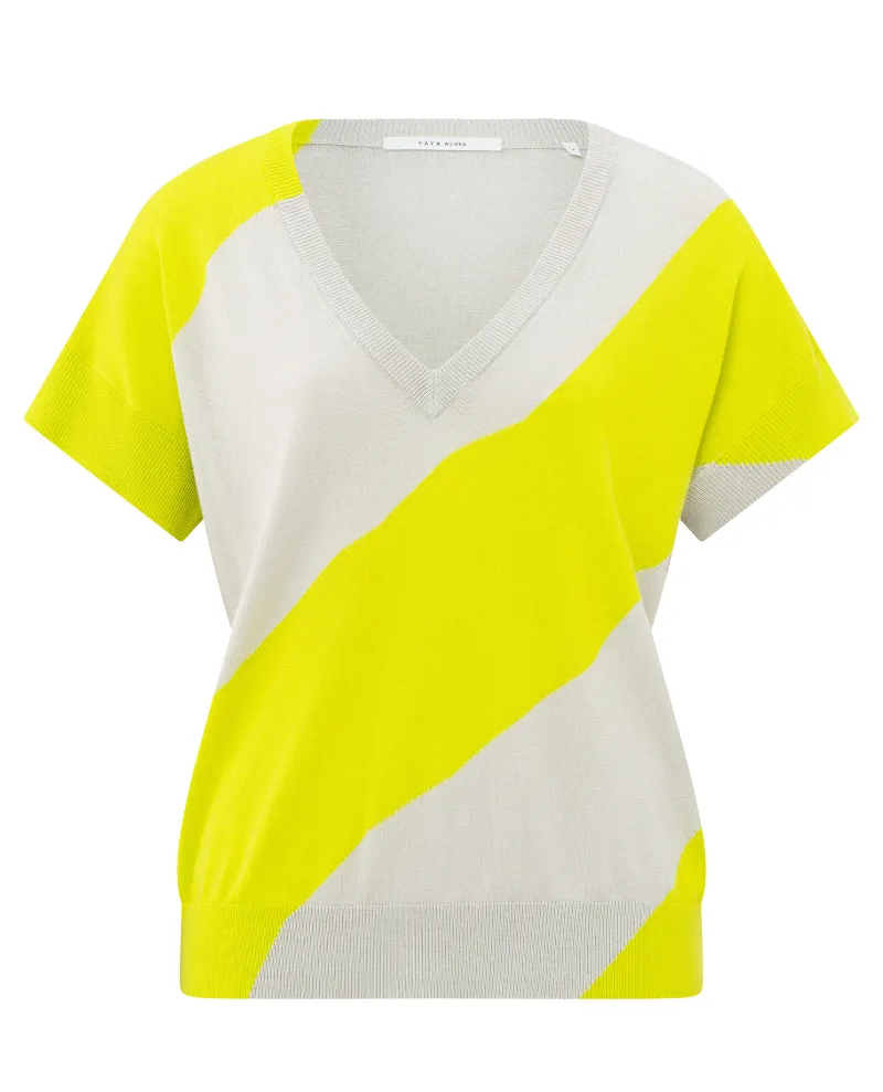 Yaya Neon Yellow Diagonal Stripe Knit - UK12